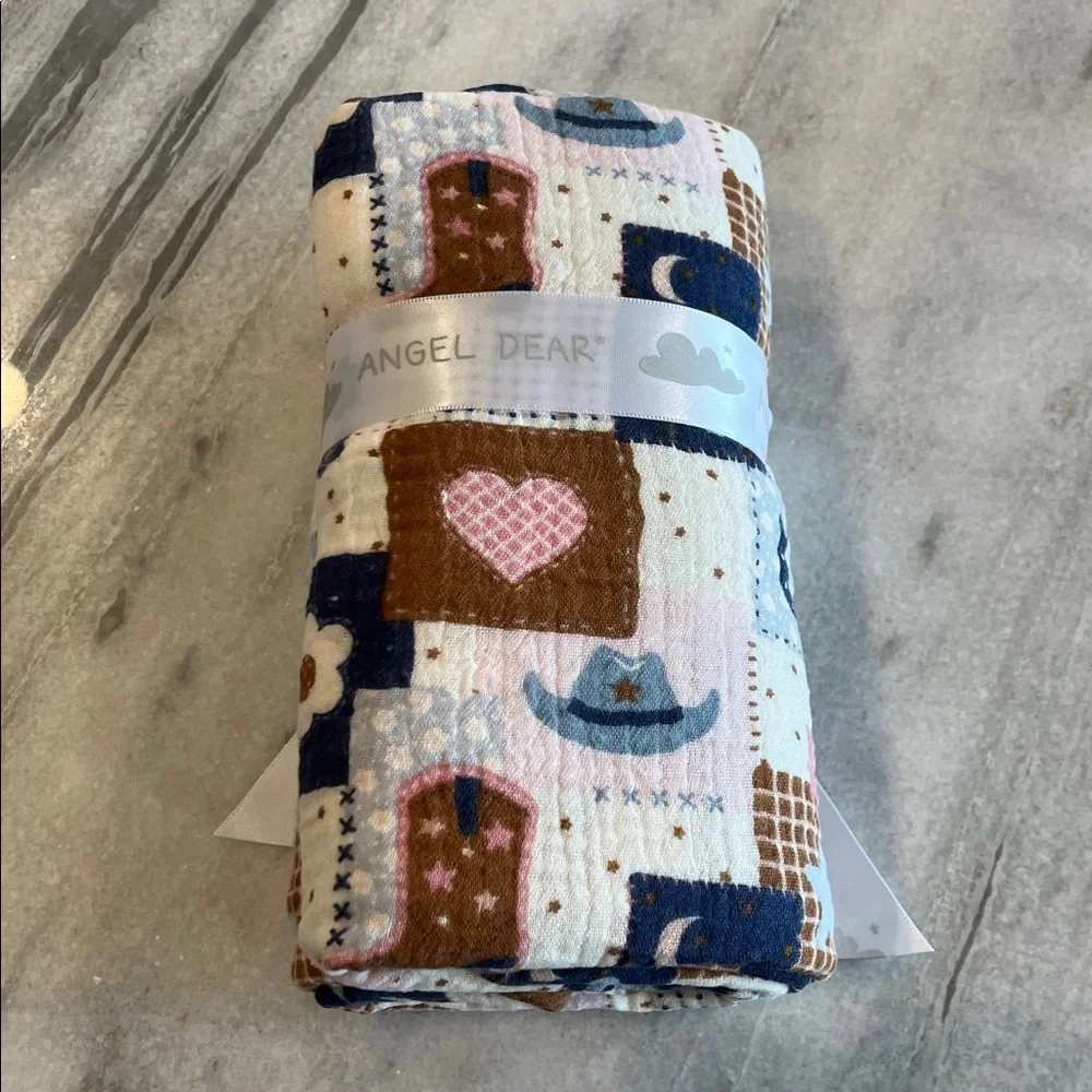 Angel Dear Patchwork Cowgirl Swaddle Blanket NWT - Picture 4 of 5